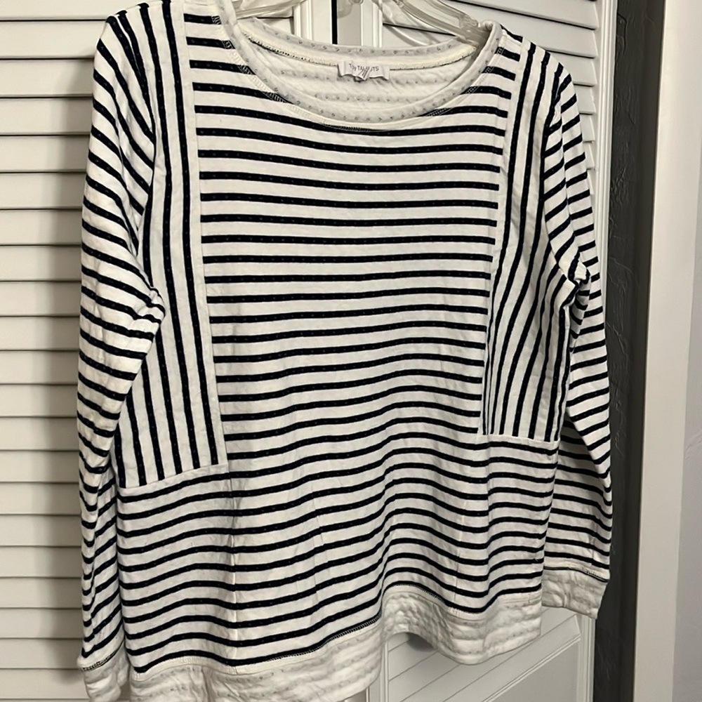 T for Talbots factory cotton striped comfy top SZ L